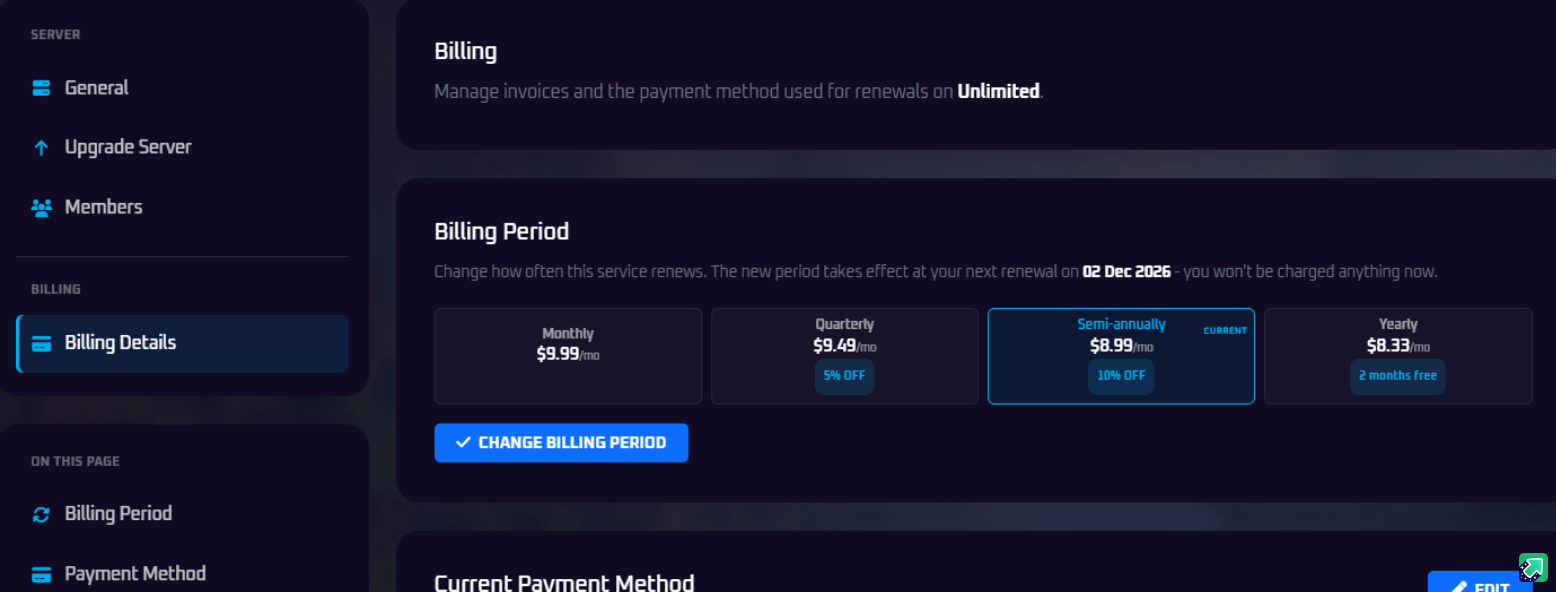 Billing Details Page