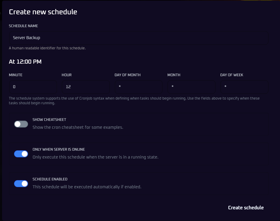 Name Schedule