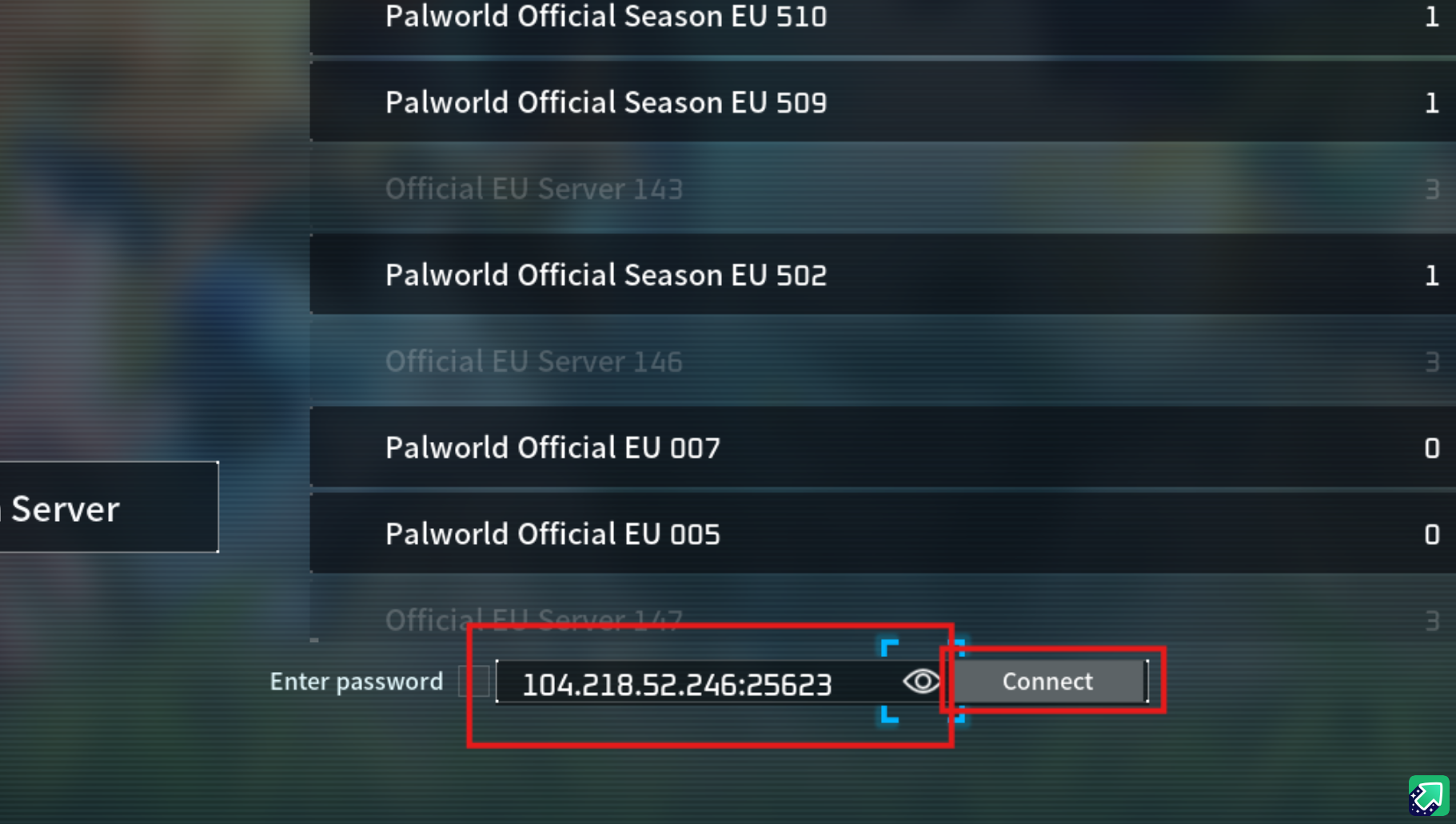 Palworld Direct Connect Address Field