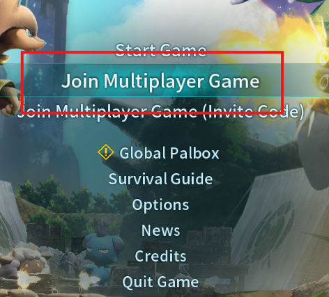 Palworld Join Multiplayer Game Menu