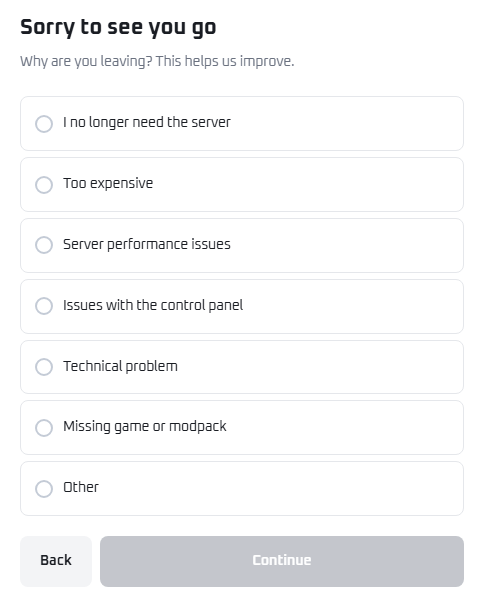 Cancellation Reason Survey